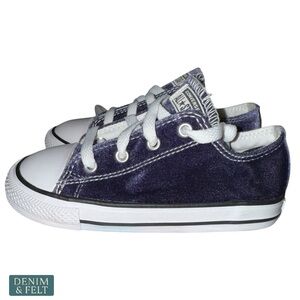 Converse All Star Low Top Sneakers Purple Glitter Kids Size 10 Infant